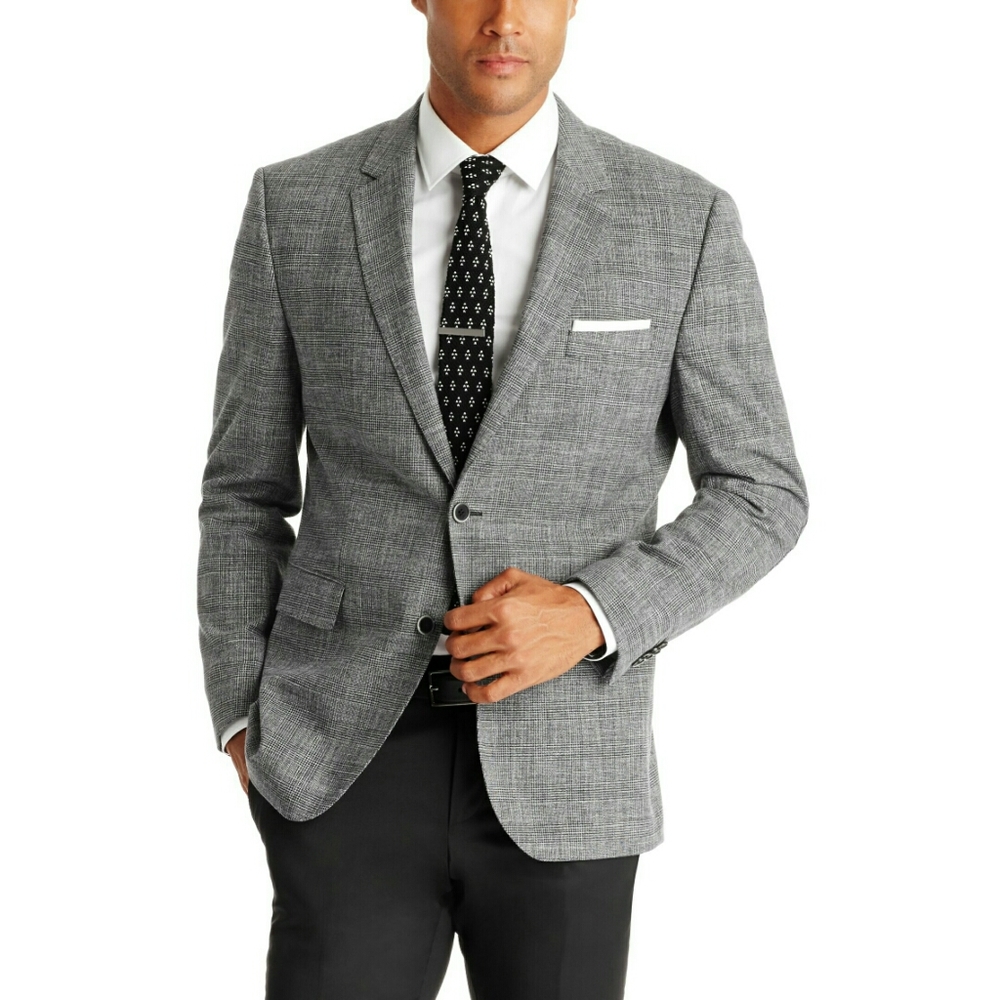 Hugo Boss The Smith Gray Wool Plaid Sport Coat